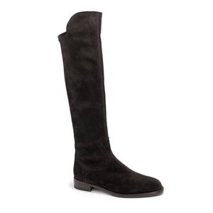 Ann Mashburn Suede Knee-High Pull on Boots in Black